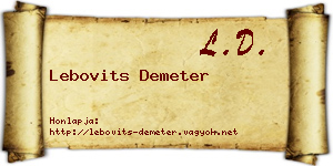 Lebovits Demeter névjegykártya
